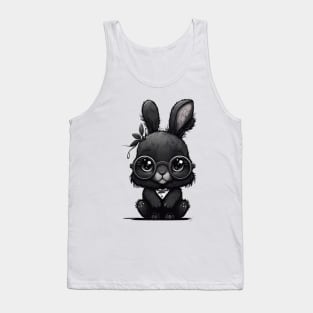 Cute cute black rabbit with glasses Tank Top